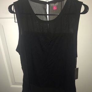 Sheer over lay black top! Vince Camuto